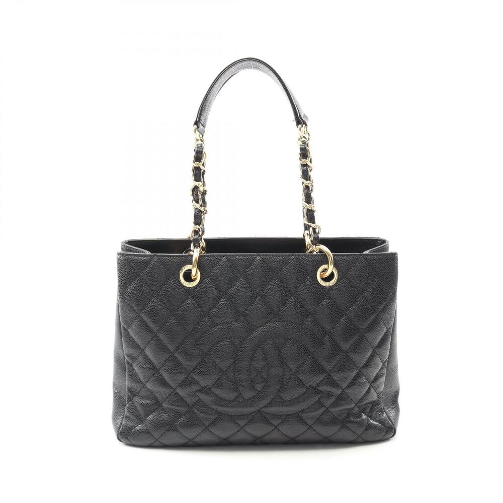 Chanel Matelasse Grand Shopping GST Tote Bag Leather Grained Calfskin Black